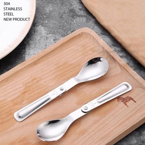 Foldable Spoon 304 Stainless Steel Soon Outdoors Tour Skeker Portable Tableware Folding Spoon