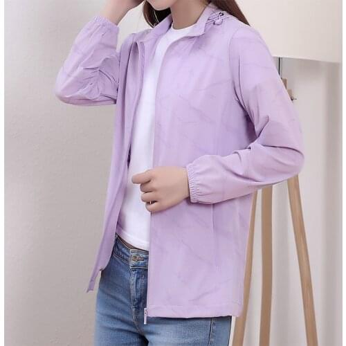 Light Weight Sunscreen Summer Jacket Solid With Hoody Breathable Women Clothing