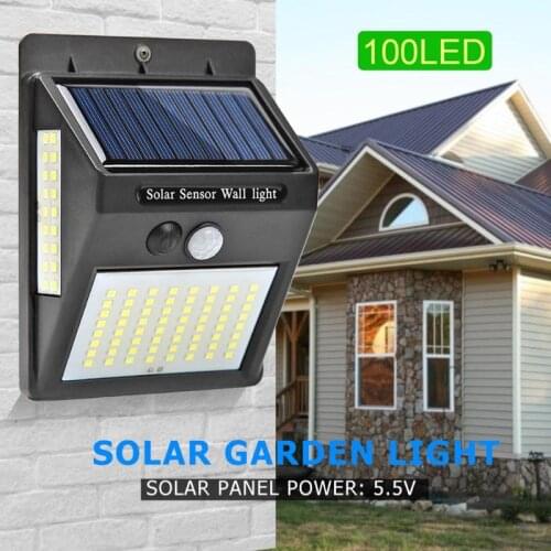 Solar Light 100 LED Outdoor Solar Lamp Powered Sunlight Waterproof PIR Motion Sensor Street Light for Garden Decoration