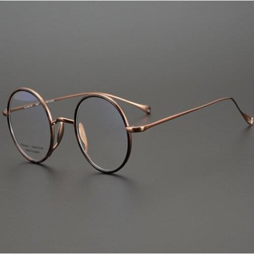 Ultralight Japanese Handmade Eyeglasses Men Vintage Pure Titanium Round Eyewear Frame Prescription Myopia Computer Glasses Women