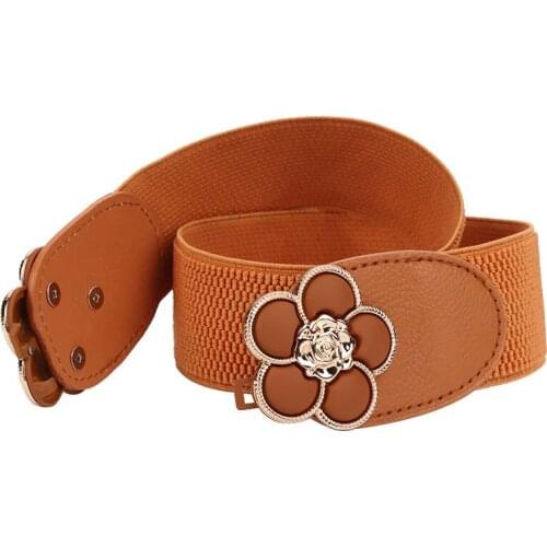 Ladies Fashion Dress Flower Elastic Waist Seal Elastic Band Skirt Decorative Thin Belt