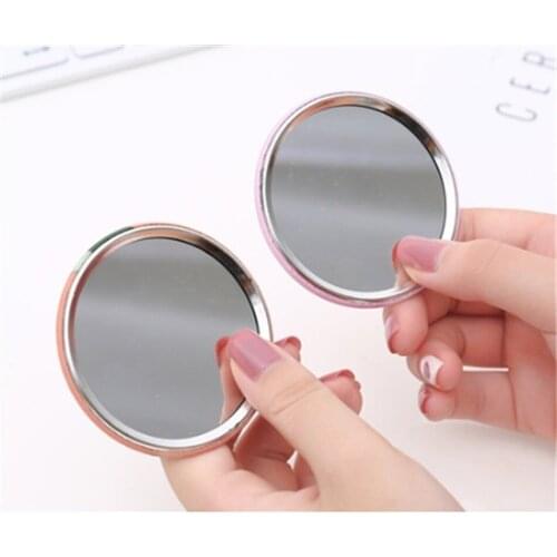 1PCS Mini Cosmetic Mirror Round Makeup Mirror Women Round Mini Pocket Mirrors Cartoon Patterns Makeup Tool Travel Accessories