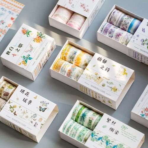 10 Rolls/Set Beautiful Flower Series Freshness Album Sketch Book DIY Decorative Stickers Masking Tape