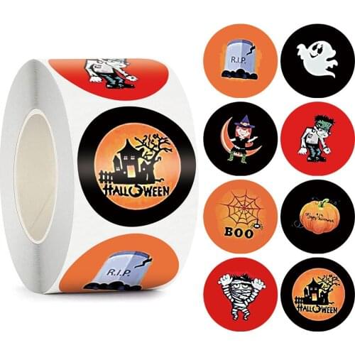 100-500pcs Halloween Paper Stickers Decor Pumpkin Ghost Gift Lable Seal Sticker Candy Bags Stickers Packaging Sealing Labels