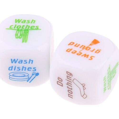 2Pcs 6 Sided Acrylic D6 Dice Game Toy Family Housework Dice Distribution Decider Funny Couples Families Game Dice Fun