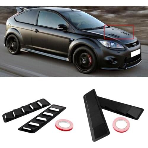 2Pcs/Set Fashion Universal Refit ABS Car Hood Air Intake Panel Scoop Bonnet Hood Vent Louver Cooling Panel Trim Matte Black 2018
