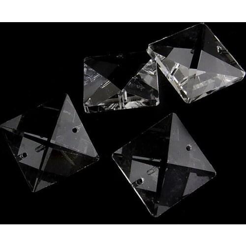 20mm 50pcs Lighting Prism Parts Square Beads In 2 Holes DIY Wedding Chandelier Lamp Beads Dress The Christmas Trees