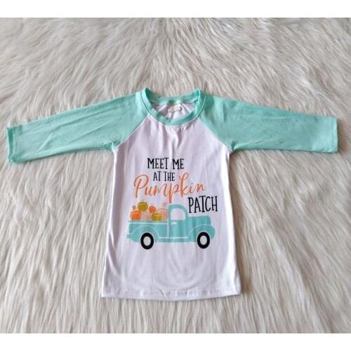 Fashion truck pattern baby boys long sleeve t shirts fall boy raglan shirt kids halloween pumpkin t-shirt