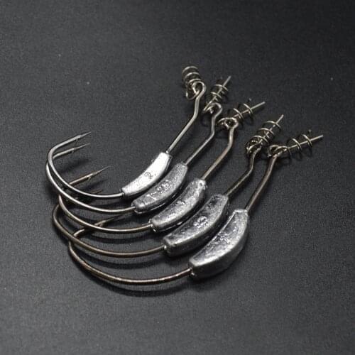 2020 New Arrival Worm Hook Wide Belly Jigging Swimbait Hooks Sea Fishing Lure Soft Bait Fishhook With Lead Weight 5 Pieces Bag