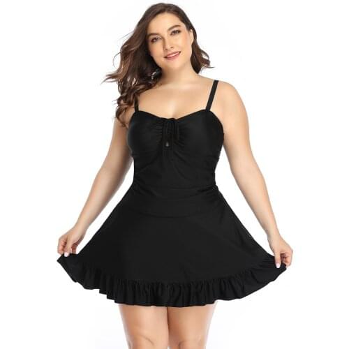 2021 New Style Women Swimsuit Drawstring Skirt Large Size Split Bikini Set Backless Monokini Lady Beach Bathing wear XL-5XL