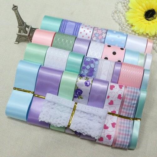 32 Yards/Set----DIY Hair Bow Material Light Spring Color Mix Ribbon Set