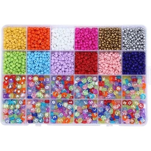 4MM Rice Beads + Acrylic English Letter Bead Set DIY Bracelet Necklace Jewelry Accessories Loose Beads