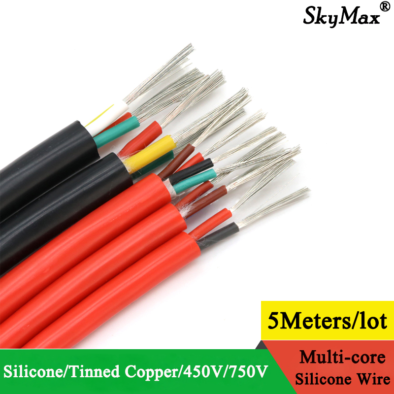 Square 0.3 0.5 0.75 1 1.5 2 2.5 4mm Ultra Soft Silicone Rubber Cable 2 3 4 Cores Insulated Flexible Copper High Temperature Wire