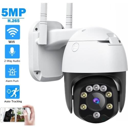5MP Auto Tracking Wifi H.265 IP Camera Dome Outdoor Human Detection Two Way Audio Talk 1080P Full Color Night Vision CamHi/HiP2P