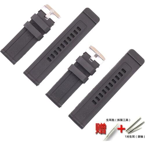 Watch accessories rubber strap pin buckle outdoor sports soft silicone strap for a variety of brand watches men strap 24mm