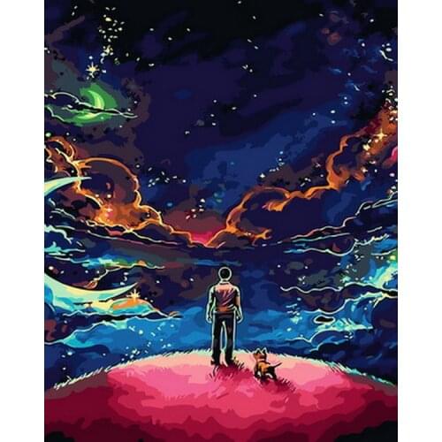 Frameless picture oil paintings by numbers wall decor diy painting on canvas for home decor 4050 on earth