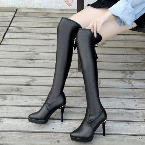 Over-the-knee boots womens winter sexy was thin British boots high-heeled boots winter boots women over the knee boots