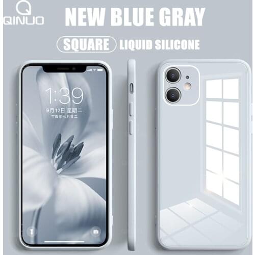 Square Liquid Silicone Glass Phone Case for iPhone 12 11 Pro Max SE 2020 X XR XS Max 8 7 Plus Luxury Tempered Glass Full Cover