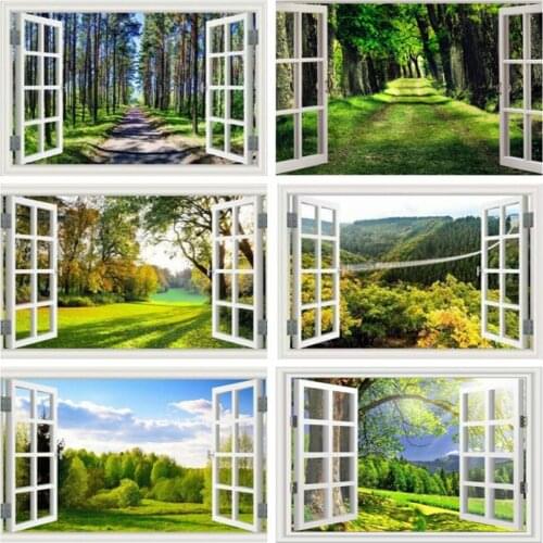EverShine 5D DIY Diamond Mosaic Window Cross Stitch Diamond Embroidery Full Square Drill Landscape Home Decor Forest Handicraft