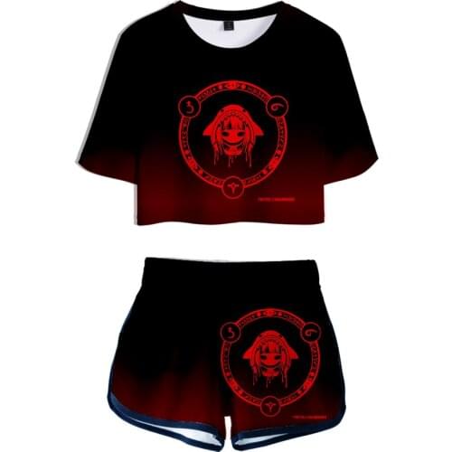 HOLOLIVE VTuber Gawr Gura 3D Summer Women/Girl Sets Sexy Short Tops+shorts Elastic Waist Suits Cool Streetwear Two Piece Sets