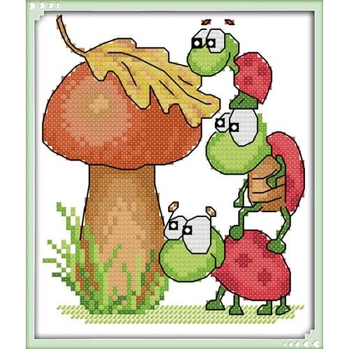 Joy sunday cartoon style Mushroom and the tortoises tiny cottons fabric pinterest christmas cross stitch for kids