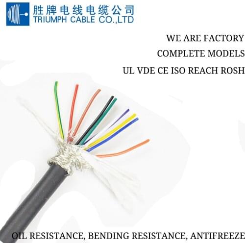 TRIUMPHCABLE RVVP 10M 2 * 0.12mm 2 * 0.2mm 2 * 0.3mm 2 * 0.5mm flexible drag chain shielded cable CNC cable PVC Jecket Black
