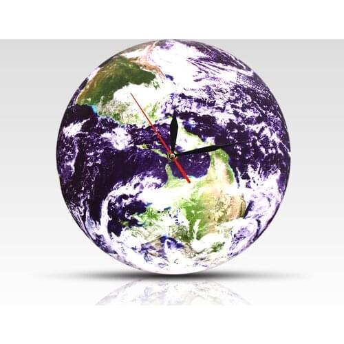 Round Wall Watch Clock Planet Earth Wall Clock 3D Globe Modern Wall Clock Celestial Outer Space Earth Room Wall Art Decor