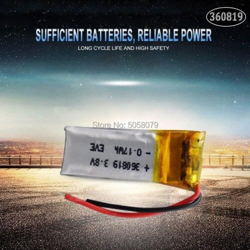 1pcs 360819 3.7v 50mAh Lithium Polymer LiPo Rechargeable Battery li ion li-polymer For DIY Mp,Connection head