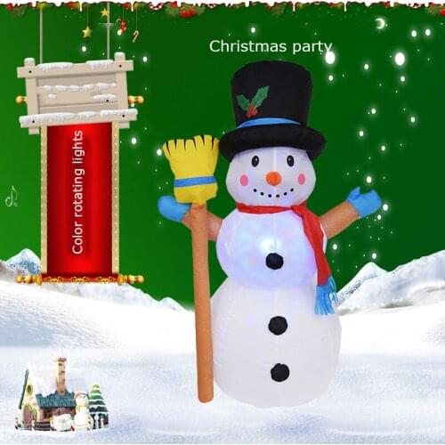 Lovely Snowman with Broom Festival Party Christmas Inflatable Props LED Decoration Outdoor Santa Claus Can be Fixed For Venue