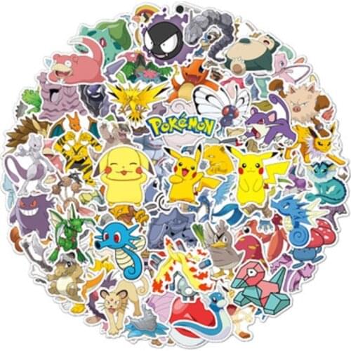 50/100pcs Pokemon Pikachu Anime Cartoon Figure Mixed Stickers Scooter Bike Mobile Phone Laptop Travel Bag Funny Graffiti Toy