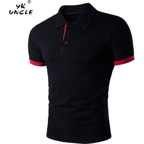 YK UNCLE 2019 Men Summer Polo Shirt Short Sleeve Slim Fit Polos Fashion Streetwear Tops Men Shirts Cuff Color Casual Golf Shirts