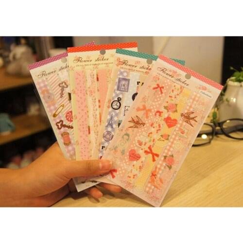 2 Sheets /Pack Elegant Lace & Masking Tape Sticker Set Decorative Stick Label Notebook Album Decoration