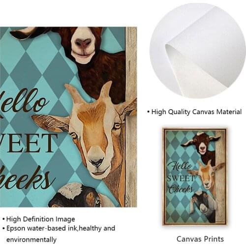 Funny Bathroom Toilet Wall Art Posters and Prints , Horse Goat Animals Vintage Canvas Painting Pictures WC Bathroom Wall Decor