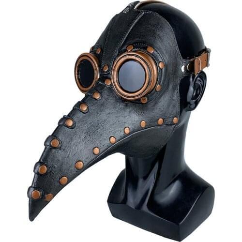 Best New Funny Medieval Steampunk Plague Doctor Bird Mask Latex Punk Cosplay Masks Beak Adult Halloween Event Cosplay Props