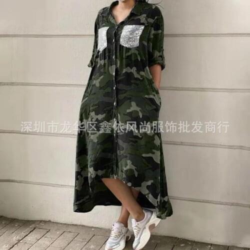 2021 new womens European and American casual fashion camouflage womens overcoat coat