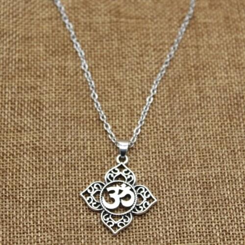 New Fashion Trend 1 Piece OHM OM AUM Fuchsum Lotus Pendant Necklace, Buddhist, Yoga Necklace