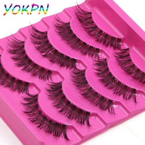 New Imported High-Quality High-Temperature Silk Natural False Eyelashes Cross Messy Fake Eyelashes Transparent Makeup Eyelashes