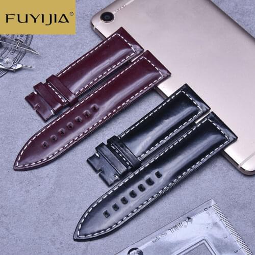 New Business Men Strap Brand Watch Custom Strap 20MM 21MM 22MM Cordovan Watchbands Genuine Leather Belt Waterproof Watch Band 18