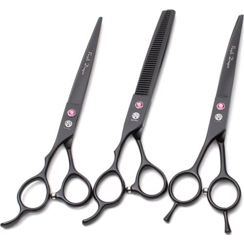 7" 19.5cm Left-Hand Purple Dragon JP Stainless Animal Grooming Shears Dogs Straight Shears Thinning Scissors Pets Scissors Z4006