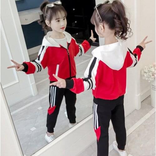 Girls Clothes spring autumn Kids Clothes Color Matching Jacket+pants Leisure Movement Toddler Girls Clothes 4 6 8 Years