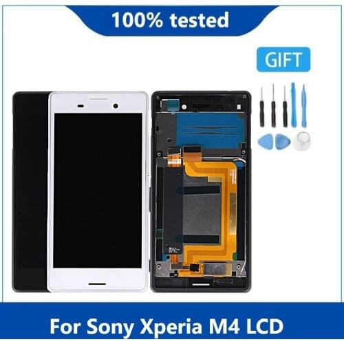 Original Display 5.0"For SONY Xperia M4 LCD Display Touch Screen Digitizer Assembly Frame Replacement 1 2 sim with frame