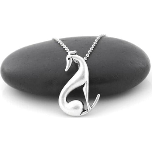 1 Piece Vintage Italian Greyhound Dog Charm Pendant Necklace Long Chain Grey Hound Pet Lover Necklaces For Women Men Jewelry