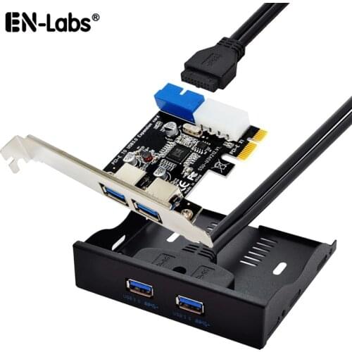 PCIe to USB 3.0 Card w/ 3.5" Front Panel, PCI-E Express to 4 USB3 (2 USB-A+20Pin to 2 Port Floppy Bay Hub) Expansion-Molex 4Pin