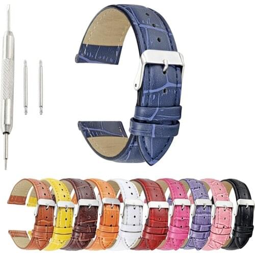 Ontheleaver Premium Crocodile Embossed Leather Watch Band Mens or Womens Croc Strap