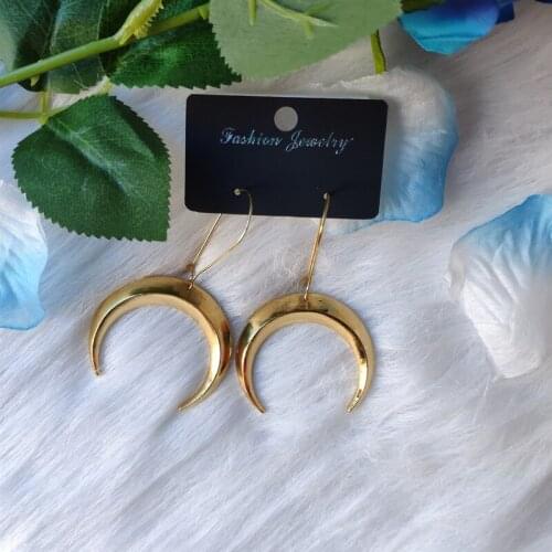 Gold Colour Moon Earrings Witchy Crescent Goth Her Pretty Statement Creative Fashion Women Gift Novelty Punk Minimalism Jewelry
