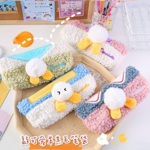 Net celebrity plush pencil case girls Korean large-capacity cute hand account stationery bag high-value pencils case pencil case