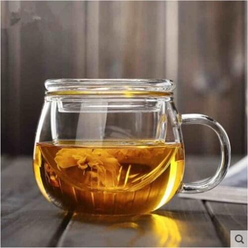 Thick Transparent Tea Cup with Lid Glass Tea Cup Heat-Resistant High Borosilicate Glasses Scented Tea Cup Office Cup