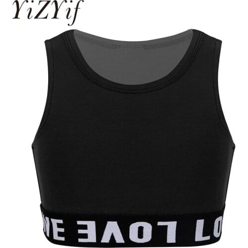 Kids Girls jazz ballet dance crop tops Sleeveless Round Neck Tanks Tops Crop Top for Modern Jazz Street Dance Stage Performance