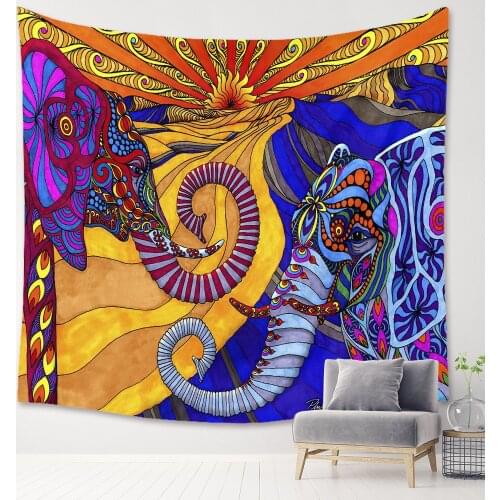 Trippy Elephant Tapestry Wall Cloth mandalas para la pared tela drop shipping wall cloth bohemian wall blanket