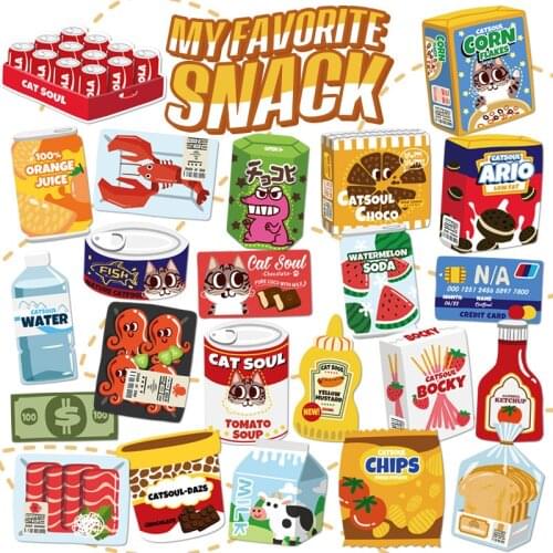 Large size cute girl cartoon snack series waterproof stickers DIY mobile computer skateboard stickers decorative stickers